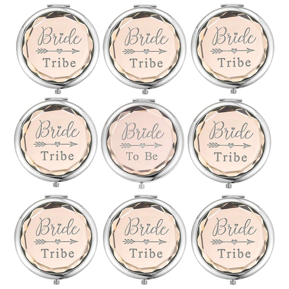SFHMTL Pack of 9 Compact Pocket Makeup Mirrors Set Include 1 Bride to Be Mirror and 8 Bride Tribe Mirrors Bachelorette Party Bridesmaid Proposal Gifts (Champagne) SFHMTL Pack of 9 Compact Pocket Makeup Mirrors Set Include 1 Bride to Be Mirror and 8 Bride Tribe Mirrors Bachelorette Party Bridesmaid Proposal Gifts (Champagne)