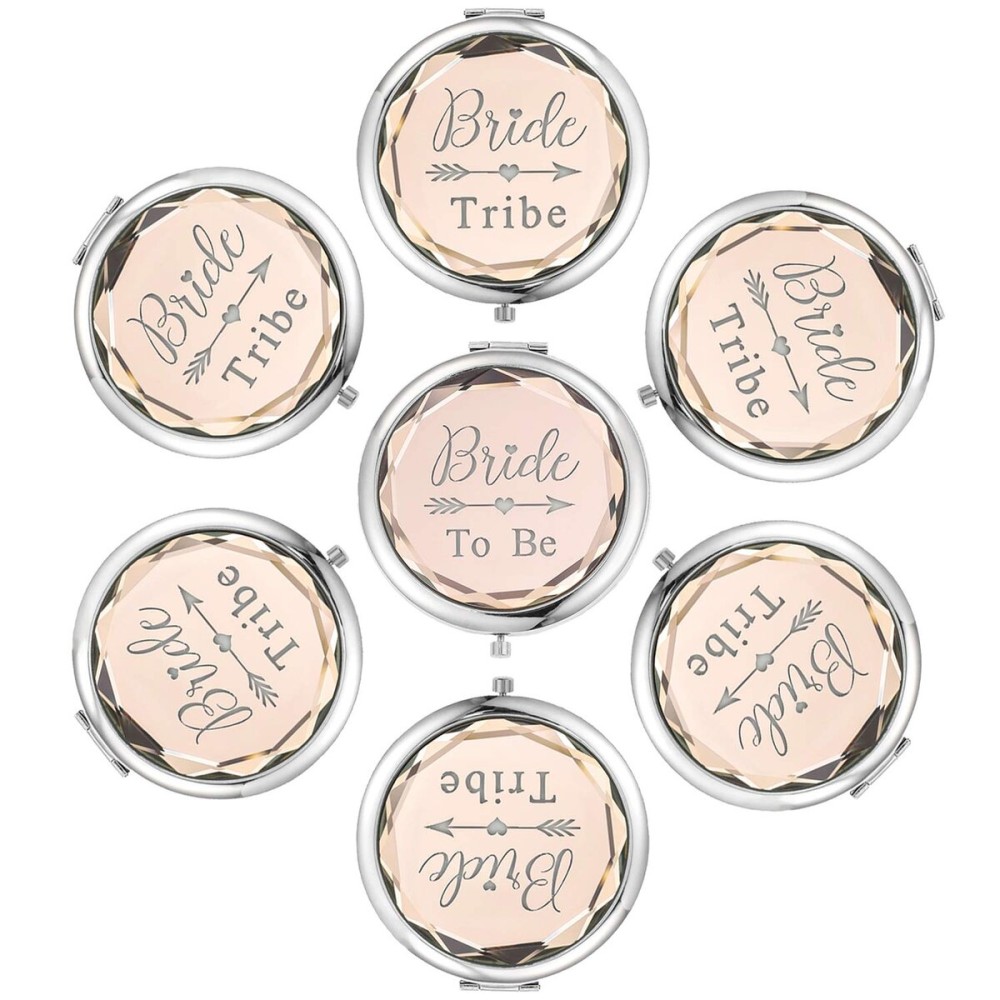 SFHMTL Pack of 7 Compact Pocket Makeup Mirrors Set Include 1 Bride to Be Mirror and 6 Bride Tribe Mirrors Bachelorette Party Bridesmaid Proposal Gifts(Champagne) SFHMTL Pack of 7 Compact Pocket Makeup Mirrors Set Include 1 Bride to Be Mirror and 6 Bride Tribe Mirrors Bachelorette Party Bridesmaid Proposal Gifts(Champagne)