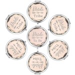 SFHMTL Pack of 7 Compact Pocket Makeup Mirrors Set Include 1 Bride to Be Mirror and 6 Bride Tribe Mirrors Bachelorette Party Bridesmaid Proposal Gifts(Champagne)