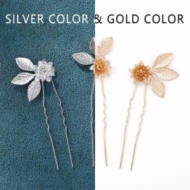 Unicra Wedding Hair Pins Flower Hairpins Hair Set Leaf Jewelry Decorative Bridal Hair Accessories for Women and Girls Pack of 3 (Gold) Unicra Wedding Hair Pins Flower Hairpins Hair Set Leaf Jewelry Decorative Bridal Hair Accessories for Women and Girls Pack of 3 (Gold)