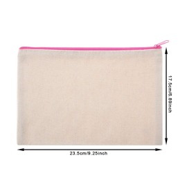 Frienda 18 Pieces Canvas Makeup Bag Multipurpose Cosmetic Bag Travel Toiletry Pouch Pen Coin Bag Blank DIY Bag with Zipper for Women Girls (L)