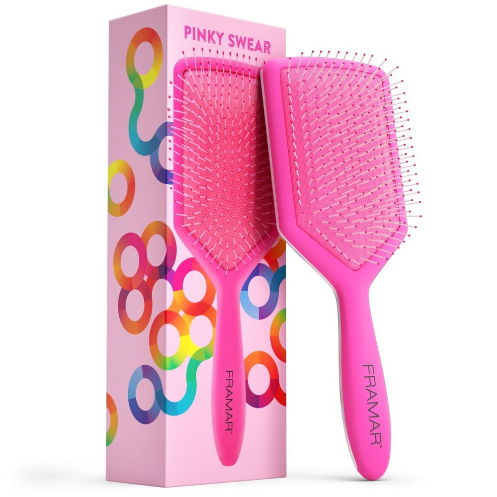 FRAMAR Paddle Hair Brush For Women - Wet Paddle Brush For Thick Hair, Wet Hair Brushes For Women, Pink Hair Brush Detangler - Reduces Breakage