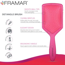 FRAMAR Paddle Hair Brush For Women - Wet Paddle Brush For Thick Hair, Wet Hair Brushes For Women, Pink Hair Brush Detangler - Reduces Breakage