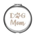sedmart Dog Mom Engraved Compact Mirror,Funny Birthday for Women Girls,Stainless Steel Small Pocket Mirror for Purse