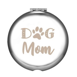 sedmart Dog Mom Engraved Compact Mirror,Funny Birthday for Women Girls,Stainless Steel Small Pocket Mirror for Purse