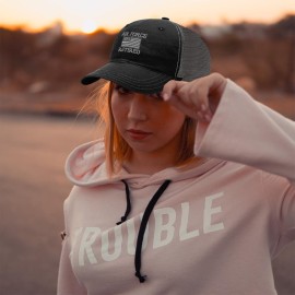 Richardson Trucker Mesh Hat Us Air Force Retired Embroidery Cotton Dad Hats for Men & Women Snapback Black Charcoal