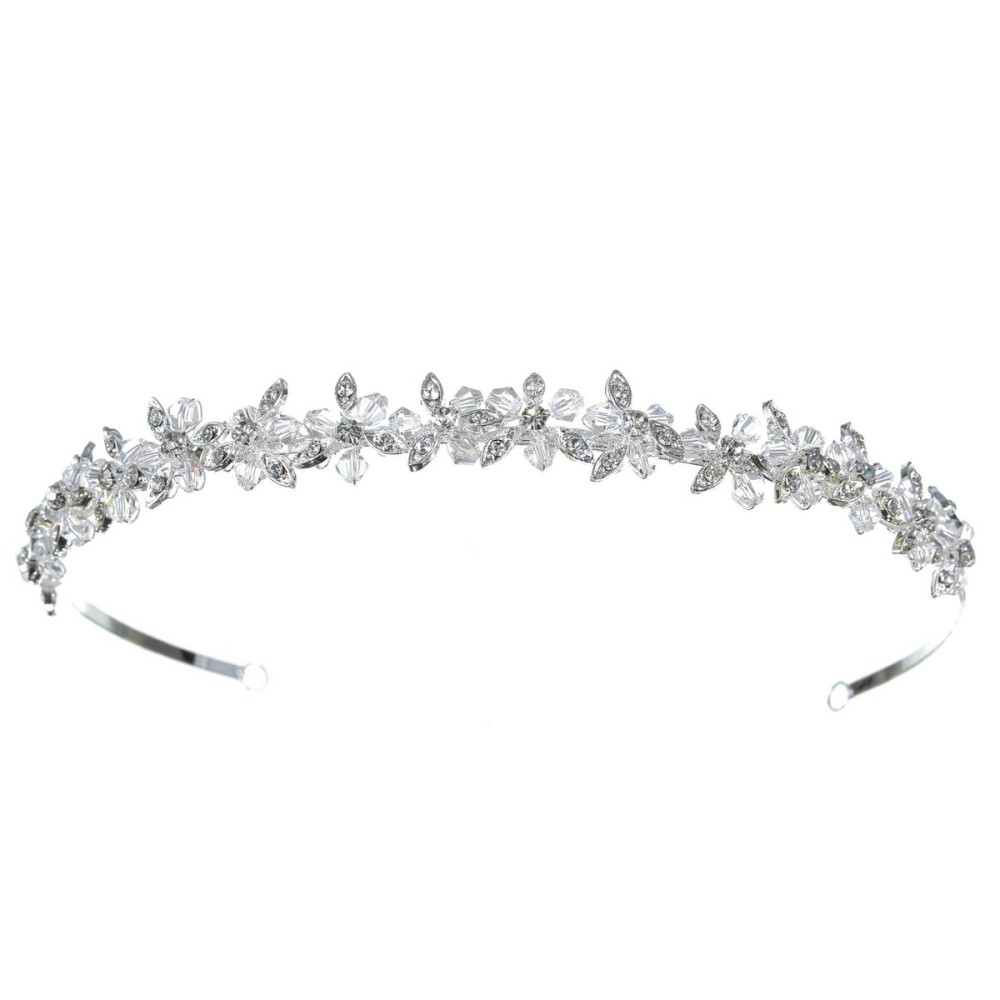 SAMKY Bridal Wedding Rhinestone Crystal Beads Flower Prom Headband Tiara T848