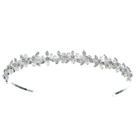 SAMKY Bridal Wedding Rhinestone Crystal Beads Flower Prom Headband Tiara T848