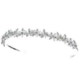 SAMKY Bridal Wedding Rhinestone Crystal Beads Flower Prom Headband Tiara T848