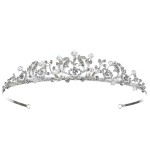 SAMKY Bridal Headpieces Rhinestone Crystal Wedding Tiara for Women Royal Bride Accessories