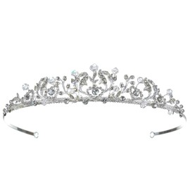 SAMKY Bridal Headpieces Rhinestone Crystal Wedding Tiara for Women Royal Bride Accessories