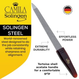 Camila Solingen CS17 Sapphire Metal Nail File for Natural Nails Fingernail and Toenail Care, 5 Double Sided Coarse and Fine for Manicure and Pedicure