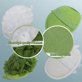 2 Pack Exfoliating Bath Shower Spa Pouf Mesh Flower Loofah Sponge Ball Brush Scrub Scrubber Mitt Mitten Glove Cleanse Pad, Remove Body Dead Skin for Men and Women