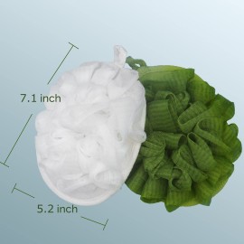 2 Pack Exfoliating Bath Shower Spa Pouf Mesh Flower Loofah Sponge Ball Brush Scrub Scrubber Mitt Mitten Glove Cleanse Pad, Remove Body Dead Skin for Men and Women