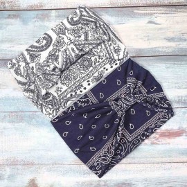 Yean Boho Wide Headbands Black Stretch Hair Bands Elastic Turbans Stylish Head Wraps for Women and Girls (Pack of 4) (Boho)