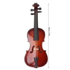 Hztyyier Instrument Ornament Wooden Miniature Cello Replica with Bow, Stand & Gift Box Mini Musical Instrument Miniature Dollhouse Model Home Decoration
