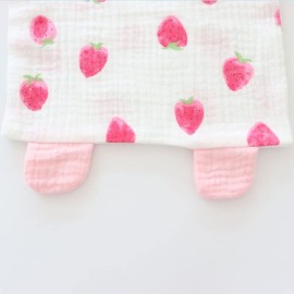 Emenpy Bunny Security Blanket for Boys and Girls,Cotton Soft Breathable Muslin Soothing Towel Appeasing Toy for Infant,Newborn Gift,2 Pcs Set (Strawberry&Orange)