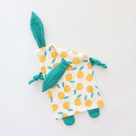 Emenpy Bunny Security Blanket for Boys and Girls,Cotton Soft Breathable Muslin Soothing Towel Appeasing Toy for Infant,Newborn Gift,2 Pcs Set (Strawberry&Orange)