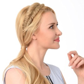 DIGUAN Wide Fishtail 2 Strands Synthetic Hair Braided Headband Classic Chunky Plaited Braids Elastic Stretch Hairpiece Women Girl Beauty accessory,59g (Highlighted) DIGUAN Wide Fishtail 2 Strands Synthetic Hair Braided Headband Classic Chunky Plaited Braids Elastic Stretch Hairpiece Women Girl Beauty accessory,59g (Highlighted)