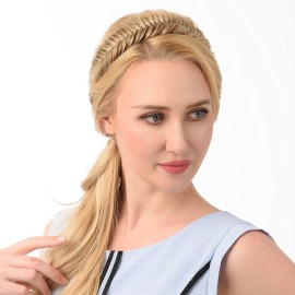 DIGUAN Wide Fishtail 2 Strands Synthetic Hair Braided Headband Classic Chunky Plaited Braids Elastic Stretch Hairpiece Women Girl Beauty accessory,59g (Highlighted) DIGUAN Wide Fishtail 2 Strands Synthetic Hair Braided Headband Classic Chunky Plaited Braids Elastic Stretch Hairpiece Women Girl Beauty accessory,59g (Highlighted)
