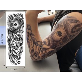 Aresvns Halloween Sleeve Tattoos Temporary for Men Women,Black Totem Temporary Tattoos,Looks Real Fake Tattoos,Wolf,Tiger,Devil\'s eye