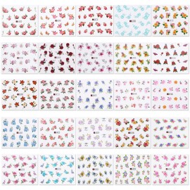 Nail Stickers, Ksndurn Nail Decals for Kids Girls Women - 50 Sheet Nail Art Accessories for Women, 1000 Pcs Flower Butterfly, Flower, Heart ect Nail Tattoos Decorations