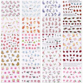 Nail Stickers, Ksndurn Nail Decals for Kids Girls Women - 50 Sheet Nail Art Accessories for Women, 1000 Pcs Flower Butterfly, Flower, Heart ect Nail Tattoos Decorations