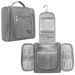 PAVILIA Toiletry Bag Travel Bag for Women Men, Hanging Cosmetic Organizer, Water Resistant Makeup Bag for Accessories Toiletries, Large Travel Essentials Kit (Grey)