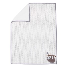 Lambs & Ivy Baby Jungle Gray/White Faux Shearling Sloth Baby Blanket
