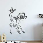 Makeyes Bambi Wall Deer Butterfly Vinyl Sticker Decals for Kids Bedroom Nursery Living Room Interior Decorations Designs Art Mural YMX55 (Black, 39X57CM)