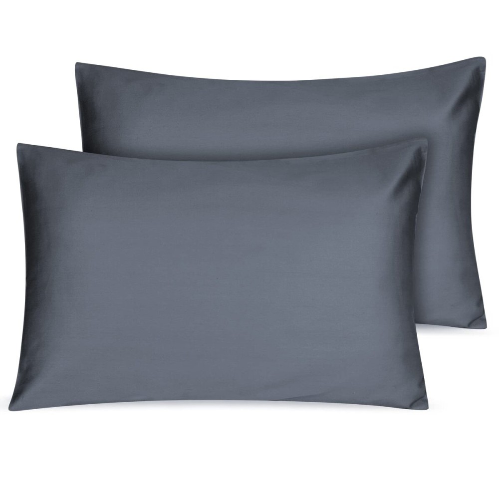 Organic Cotton Toddler Pillowcase 2 Pack, 14 x 20 Travel Pillow Case Cover for Babies, Kids, Boys and Girls, Soft and Breathable Small Pillow Cases with Envelope Closure, Dark Grey