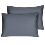 Organic Cotton Toddler Pillowcase 2 Pack, 14 x 20 Travel Pillow Case Cover for Babies, Kids, Boys and Girls, Soft and Breathable Small Pillow Cases with Envelope Closure, Dark Grey