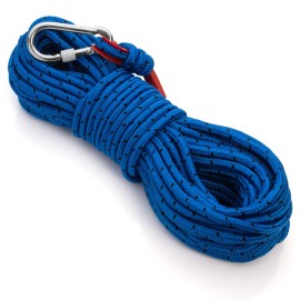 Loreso Strong Magnet Fishing Rope Carabiner, Camping Rope - Heavy Duty 1200 lb Strength All Purpose Ropes, 1/3 Inch Reinforced Polyester Line, Outdoor Rope for Camping, Hiking, Boating & Caving - 65ft