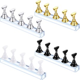 4-in-1 Acrylic Nail Display & Practice Stand - Magnetic Tip Holder in Gold, Silver, Black & White 4-in-1 Acrylic Nail Display & Practice Stand - Magnetic Tip Holder in Gold, Silver, Black & White