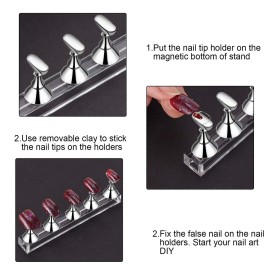 4-in-1 Acrylic Nail Display & Practice Stand - Magnetic Tip Holder in Gold, Silver, Black & White 4-in-1 Acrylic Nail Display & Practice Stand - Magnetic Tip Holder in Gold, Silver, Black & White