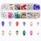 140pcs 10 Colros 2 Sizes Flat Back Flame Shape Nail Crystal Rhinestones Decoration Jewel Charms Box Set Nail Salon Materials Supplies