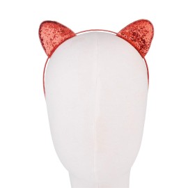 LUX ACCESSORIES Christmas Glittery Red White Green Cat Ears Girls Set (3pc) Headbands