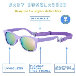 MAXJULI Baby Infant Sunglasses Safe, Soft, With Adjustable Strap 0-24 Months BPA Free (Purple/Red+Pink/Colorful