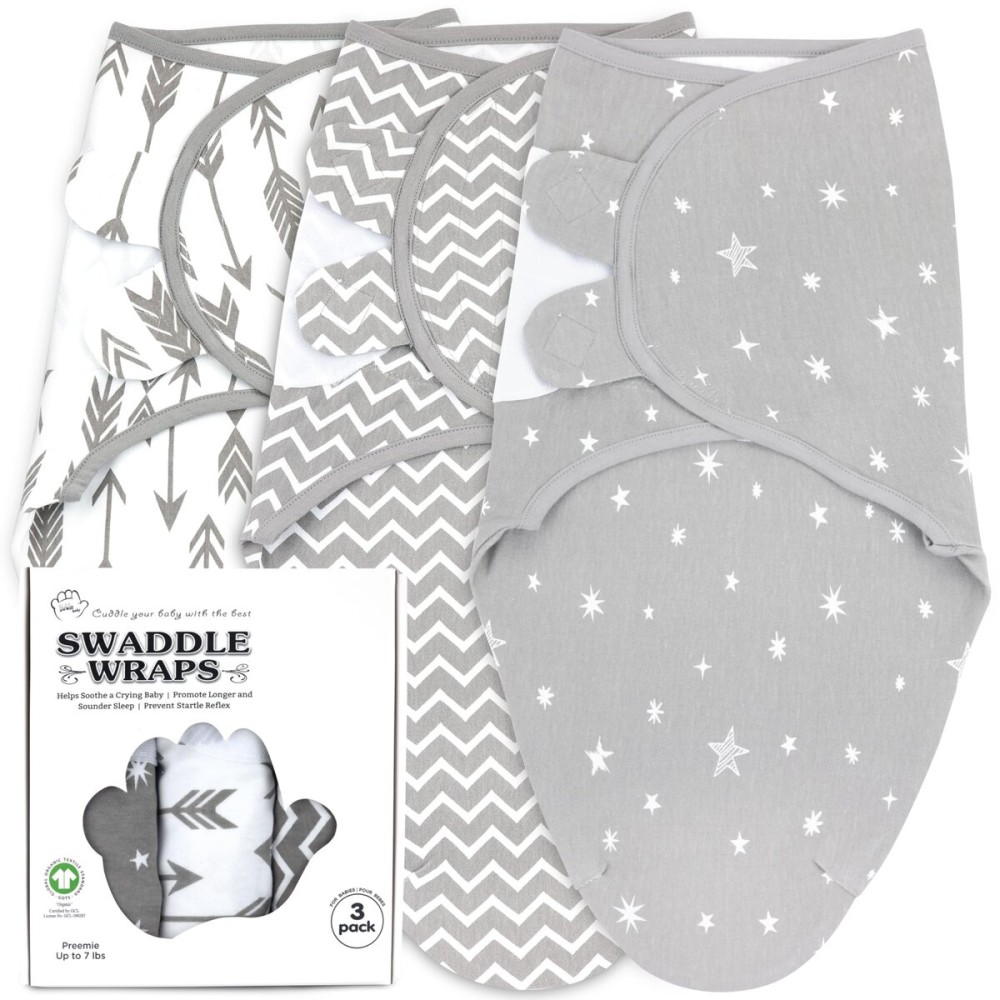 Preemie Swaddles 4-7 lbs - 3-Pack Premature Babies Swaddle Sleep Sack - Organic Cotton - Premature Infant Sleeping Sack - Easy Adjustable Baby Swaddle Blanket Wrap (Galaxy)