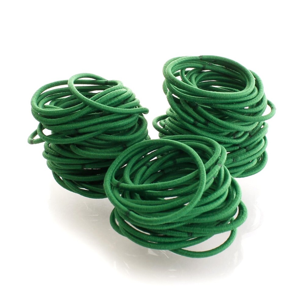 My Lello Small Emerald Green Hair Elastics Ponytail Holders No Damage No Metal - 100 Pack