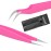 Sivote Eyelash Tweezers, 2-Pack, Hand Calibrated Straight and Curved Tips, Stainless Steel Lash Tweezers for Eyelash Extensions, Pink