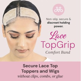 MILANO COLLECTION Lace Top Grip Comfort Band for Toppers Hair & Wiglets, Non-Slip & Glueless Velvet Wig Band for Large Base Hairpieces, Adjustable Top Grip for Hair Topper & Wigs, Beige, Large