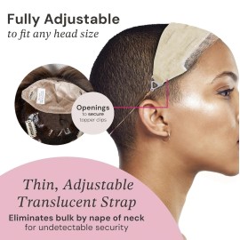 MILANO COLLECTION Lace Top Grip Comfort Band for Toppers Hair & Wiglets, Non-Slip & Glueless Velvet Wig Band for Large Base Hairpieces, Adjustable Top Grip for Hair Topper & Wigs, Beige, Large