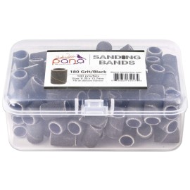 PANA 100 Pieces Nail Sanding Bands Professional Nail Manicure Great Fit for Nail Drill Bits for Acrylic Nails (180 Grit, Black) PANA 100 Pieces Nail Sanding Bands Professional Nail Manicure Great Fit for Nail Drill Bits for Acrylic Nails (180 Grit, Black)