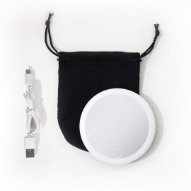 Zadro 4 Round LED Mirror Makeup Travel Mirror with Light Rechargeable Compact Mirror for Purses Portable Carrying Pouch