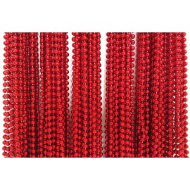 Dondor Festive Metallic Beaded Necklaces (144 Pack, RED.)