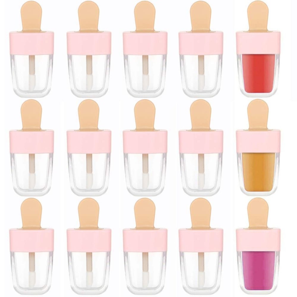 RONRONS Lip Gloss Tubes, 15 Pieces Pink Ice-cream Shaped Empty Lip Gloss Containers Cute Mini Lipgloss Tubes with Wand for DIY Cosmetic Sample Bottles, 8ml RONRONS Lip Gloss Tubes, 15 Pieces Pink Ice-cream Shaped Empty Lip Gloss Containers Cute Mini Lipgloss Tubes with Wand for DIY Cosmetic Sample Bottles, 8ml