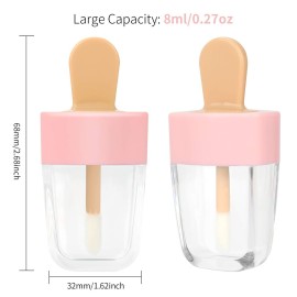 RONRONS Lip Gloss Tubes, 15 Pieces Pink Ice-cream Shaped Empty Lip Gloss Containers Cute Mini Lipgloss Tubes with Wand for DIY Cosmetic Sample Bottles, 8ml RONRONS Lip Gloss Tubes, 15 Pieces Pink Ice-cream Shaped Empty Lip Gloss Containers Cute Mini Lipgloss Tubes with Wand for DIY Cosmetic Sample Bottles, 8ml