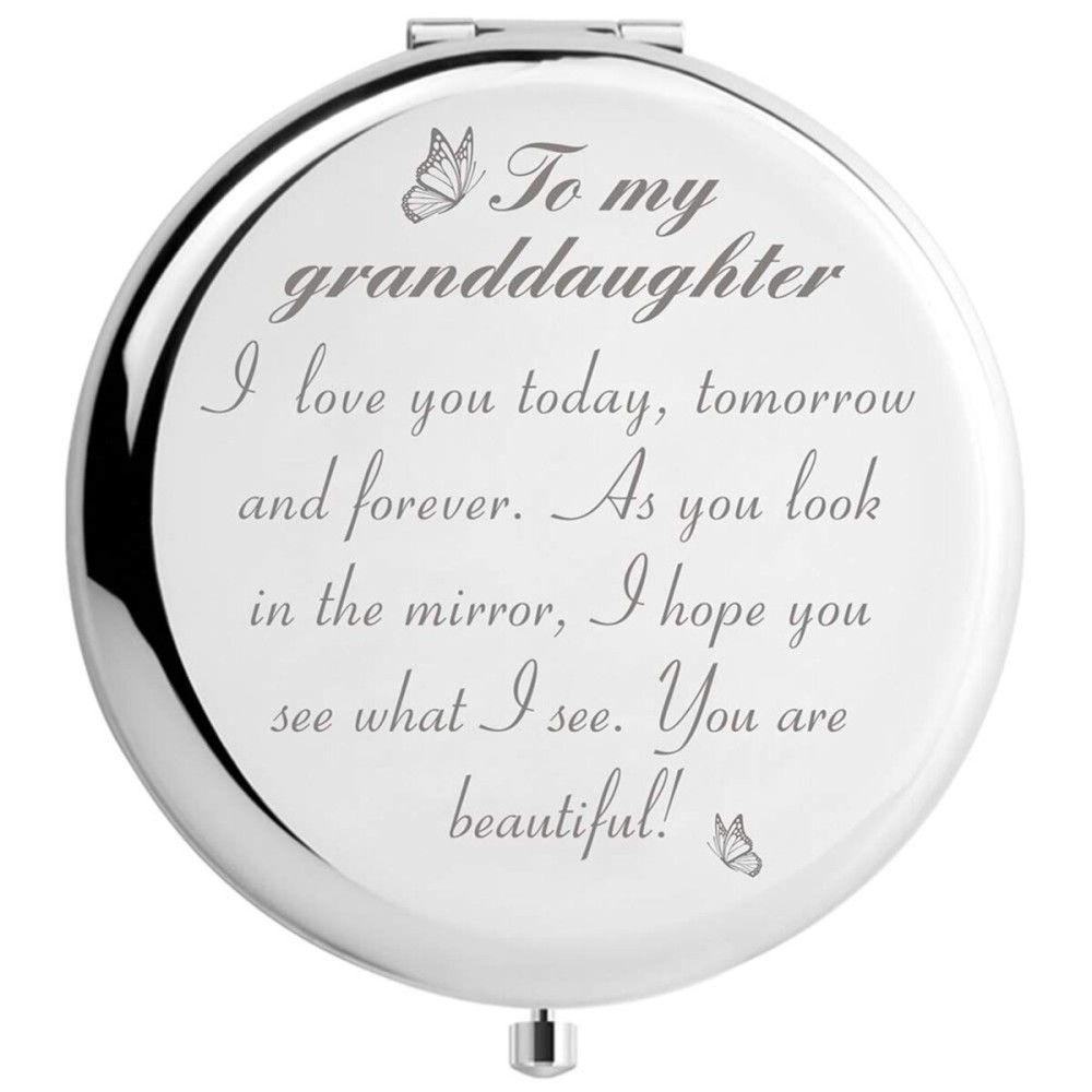 Granddaughter Gifts from Grandma and Grandpa, To My Granddaughter Makeup Mirror for Birthday Graduation Christmas