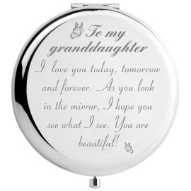 Granddaughter Gifts from Grandma and Grandpa, To My Granddaughter Makeup Mirror for Birthday Graduation Christmas